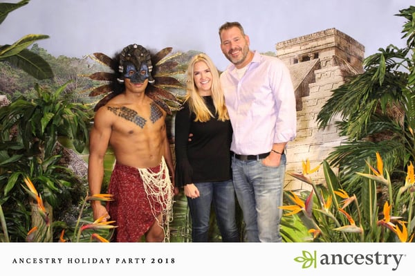 Couple and Mayan Troop in photo booth