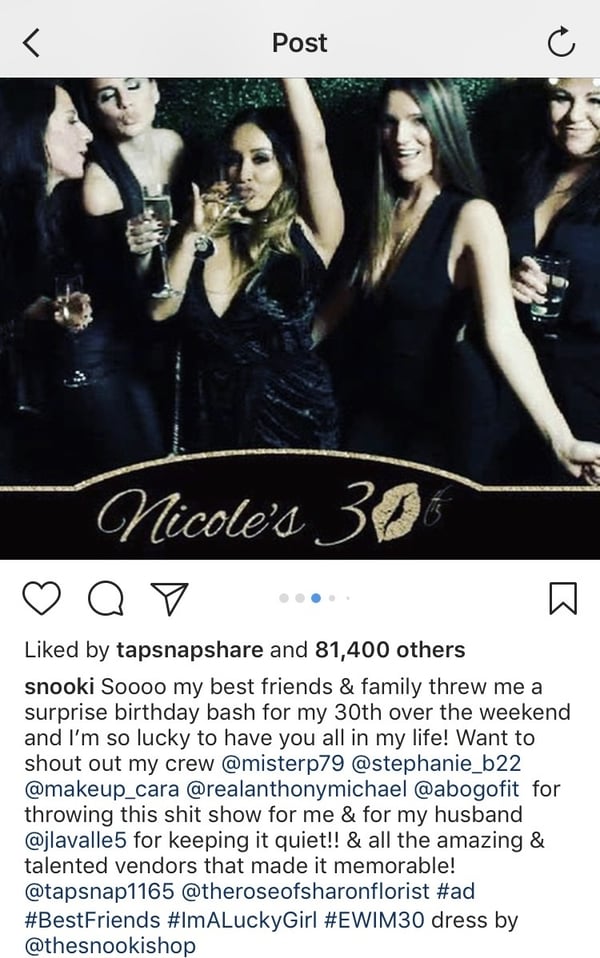 Snooki shouts out TapSnap on Instagram