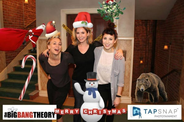 Kaley Cuoco and pals have some TapSnap fun at The Big Bang Theory's Holiday Party.