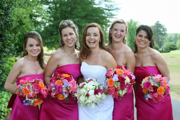 bridesmaids and bride