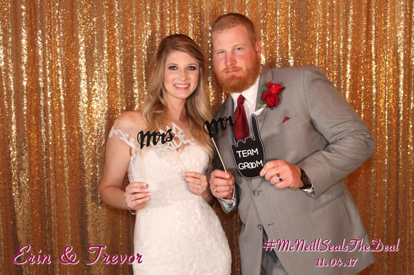 wedding photo booth with hashtag